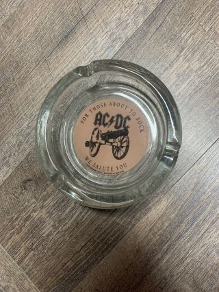 Vintage Ac/dc For Those About To Rock We Salute You Glass Ashtray