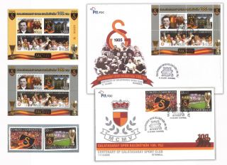 Turkey 2005 Centenary Of Galatasaray Football/sport Club Istanbul Stamps Fdc Muh