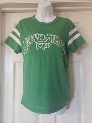 Steve Miller Band Ladies Vintage T Shirt Green Short Sleeve Classic Rock Small