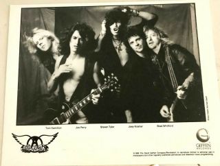 Vintage Aerosmith B&w Promo Photo Steven Tyler Joe Perry Joey Kramer