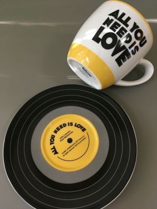 Bluw The Beatles All You Need Is Love Lyric Cup & 45 Styled Saucer