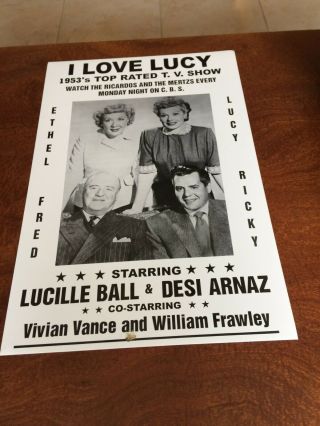 I Love Lucy,  Lucille Ball,  Desi Arnaz 1953 14x22 Concert Poster,  Black/white
