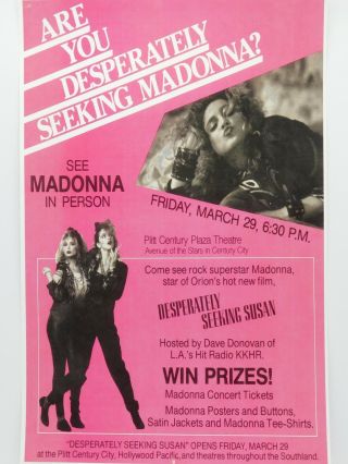 Madonna In Person At The Desperately Seeking Susan La Movie Premier 1984 Poster