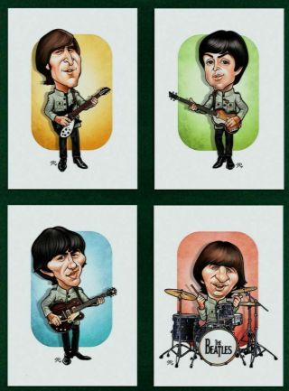 The Beatles Shea Stadium 1965 4 - Piece Sketch Art Card Set By Soza 7/16 Limited