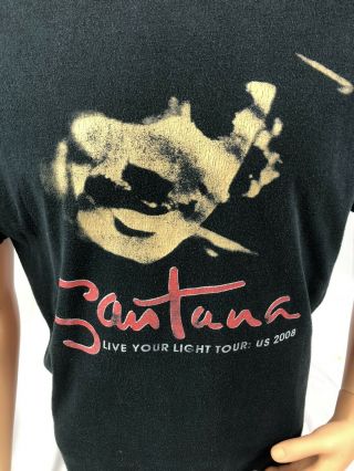 Carlos Santana 2008 Concert Tour - Live Your Light - shirt Black Sz L 2