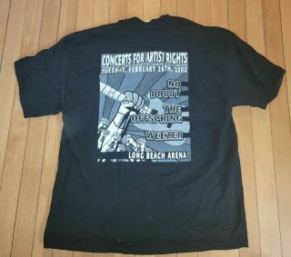 Recording Artists Coalition No Doubt Offspring Weezer 2002 Concert T - Shirt Xl