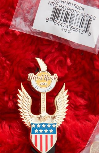 Hard Rock Cafe Pin St.  Louis Patriotic American Flag Eagle WING GUITAR hat lapel 2