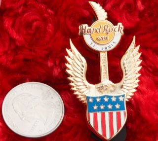 Hard Rock Cafe Pin St.  Louis Patriotic American Flag Eagle WING GUITAR hat lapel 3