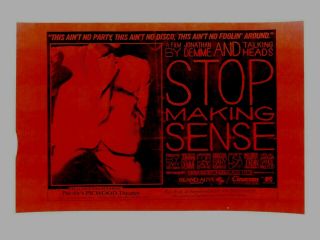 Talking Heads Stop Making Sense Concert Movie Vintage Poster 1984 La Premier