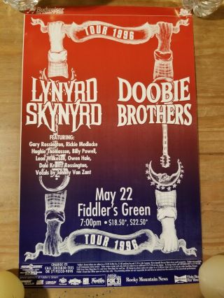 Vintage Lynyrd Skynyrd And Doobie Brothers 1996 Denver Concert Tour Poster