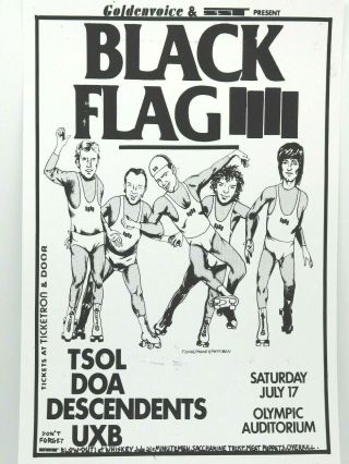 Black Flag Punk Rock Concert Poster,  Tsol,  Doa,  Live At The Olympic In La