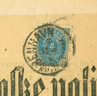 DENMARK: 4 öre bi - coloured on newspaper Copenhagen 1888. 2
