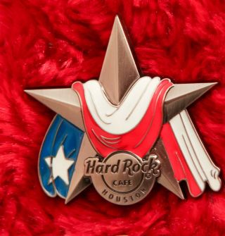 Hard Rock Cafe Pin Houston 3d Lone Star State Flag Texas Hat Lapel Logo Cowboy