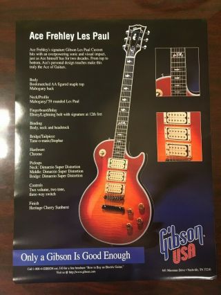 Ace Frehley - Gibson Guitar Promo 2 - Sided Poster - Kiss Les Paul 1996 2
