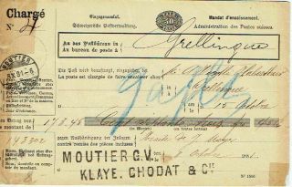 Charge Letter (postage Due) 1881 Switzerland,  Moutier Grollingen,  11x17cm.