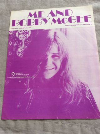 Janis Joplin : Me And Bobby Mcgee - Sheet Music 1969 Australian Exc