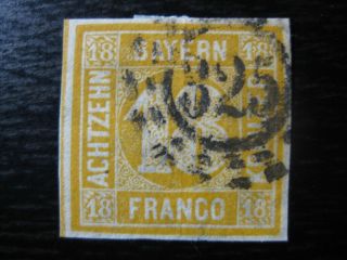 Bavaria Bayern German States Mi.  7 Scarce Stamp Cv $300.  00