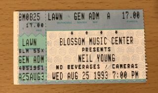 1993 Neil Young Blind Melon Dinosaur Jr.  Cleveland Concert Ticket Stub Shan Hoon