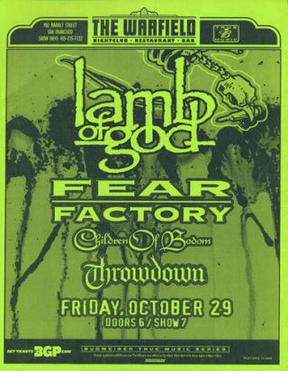 Lamb Of God Fear Factory Children Of Bodom Warfield San Francisco Flyer Green