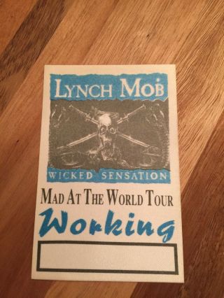 Lynch Mob Wicked Sensation Mad At The World Tour Backstage Pass
