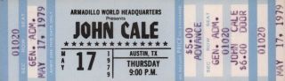 John Cale 1979 Sabotage Tour Full Concert Ticket / Velvet Underground