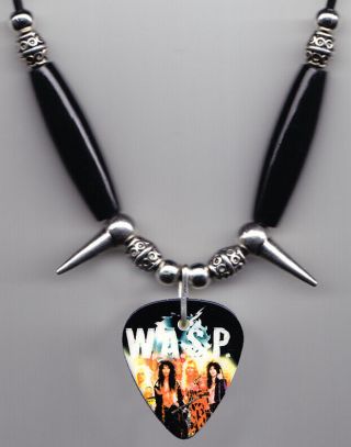 Wasp W.  A.  S.  P.  Blackie Lawless Band Photo Guitar Pick Necklace