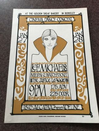 1967 Lee Michaels Golden Sheaf Bakery Berkeley Concert Handbill,  Rehbock Art