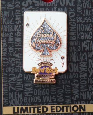 Hard Rock Cafe Pin Hollywood Fl Grand Opening Ace Of Spade 3d Serie Playing Card