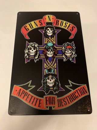 Guns And Roses Tin Sign Poster Appetite For Destruction Album Cover Mancave