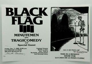 Black Flag At La Casa De La Raza,  Santa Barbara Ca Punk Rock Concert Poster