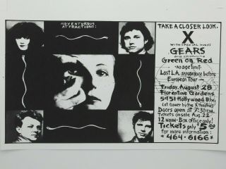 X The Gears Florentine Gardens 1982 Vintage Hollywood Punk Rock Concert Poster