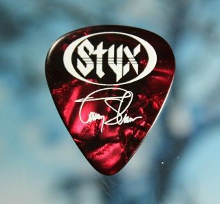 Styx // Tommy Shaw 2018 The Mission Concert Tour Guitar Pick // Red Pearl/white