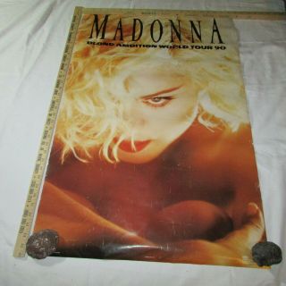 Vtg 1990 Madonna Blond Ambition World Tour Promo Music Poster 23 " X 35 "