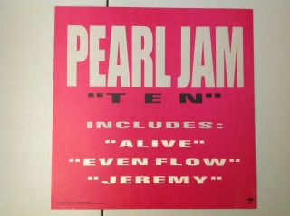 Vintage Pearl Jam Ten Promotional Flat Poster 1992 Double Sided LP Size Vedder 2