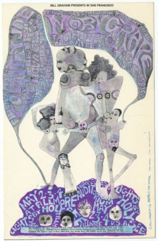 Bg - 118 1968 Fillmore Postcard Moby Grape Country Joe & Fish Hour Glass,  Us Of A