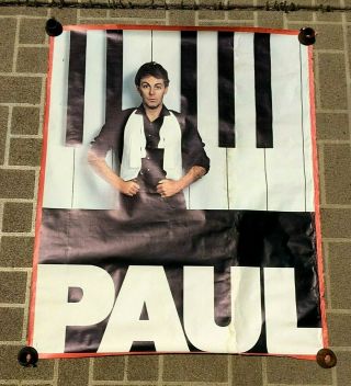 Vintage 1982 Paul Mccartney Large Promo Poster Ebony & Ivory Piano Keys - Impaired