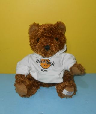 9 " Hard Rock Cafe Collectible Bears Rome Bean Plush Brown Stuffed By Harrington