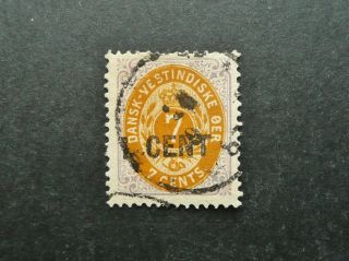 Danish West Indies 1887 1c On 7c Surcharged Stamp - Fine - See