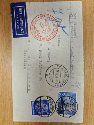 Germany 1934 Zeppelin Cover Eurpa To South America E13
