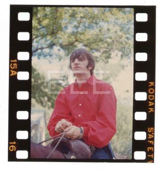 The Beatles Ringo Starr On Horseback Candid Old Photo Transparency 689b