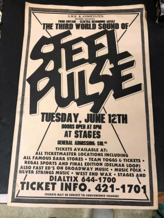 Steel Pulse Reggae Poster 1980s Elektra Uk Recording Artist