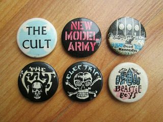 6 X Vintage Badges The Cult Model Army Beasty Boys Dead Kennedy 