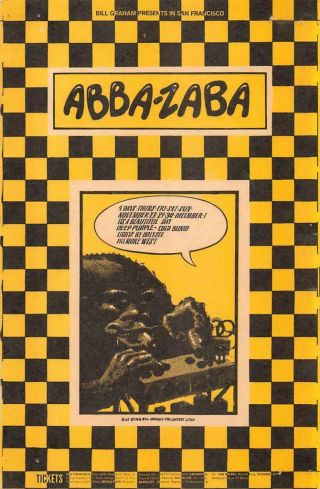 Abba - Zaba Bill Graham 147 Tea Lautrec West Fillmore Music Ape Handbill 1968