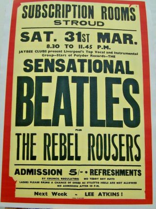The Beatles,  Stroud,  Uk Concert Poster 1963.