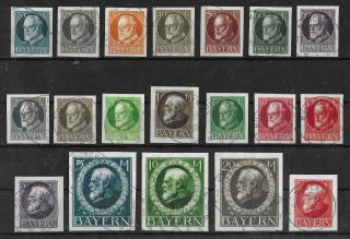 Bayern Germany 1916 - 1920 Complete Set Of 19 Michel 94iib - 115b Cv €500 Vf