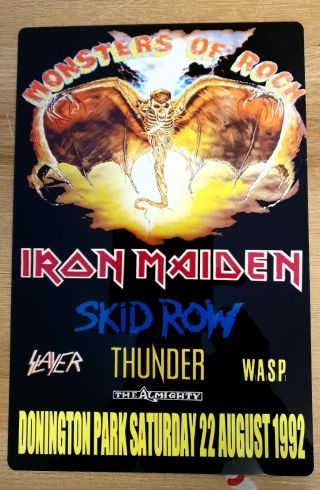 Iron Maiden Monsters Of Rock 1992 Castle Donington 8x12 Inch Metal Sign
