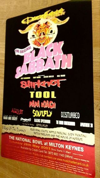 Ozzfest Milton Keynes Bowl - 2001 - Black Sabbath Slipknot Tool - 8x12 Inch Metal Sign