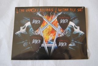 Slayer The Unholy Alliance Guitar Pick Set Official 4 On Card Rare