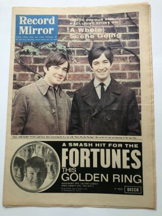 Record Mirror Mag Jan 29th 1966 Small Faces,  The Kinks,  The Who,  Stones,  Mod Ex
