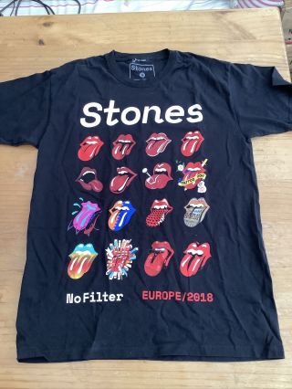 Rolling Stones No Filter - 2018 European Tour T - Shirt Size Medium